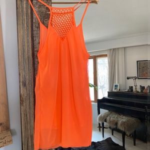 Neon Orange Beach  Mini Dress